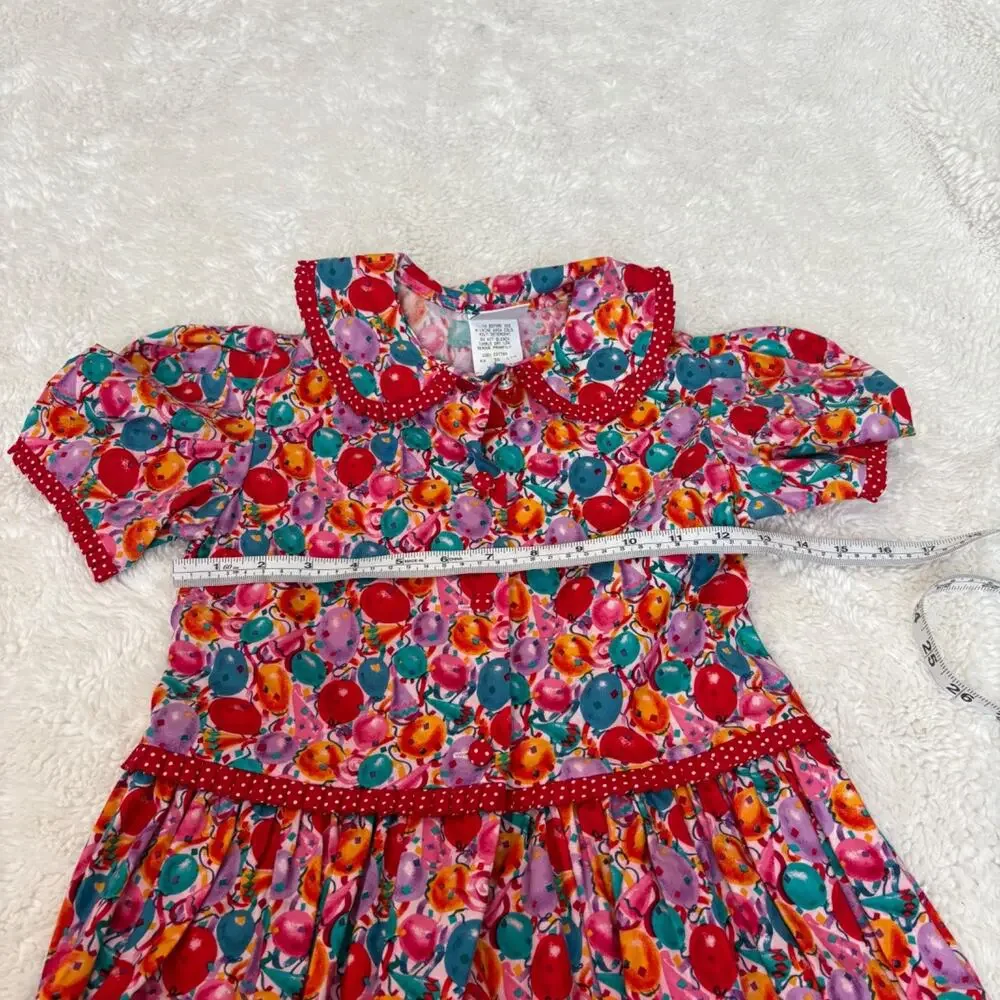 VTG Kelly's Kids Girls Birthday Balloon Fun Party Dress 7 Cotton Made in USA